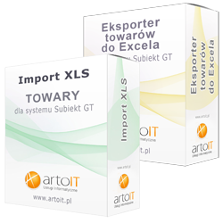 pudełko pakiet subiekta GT import i eksport towarów